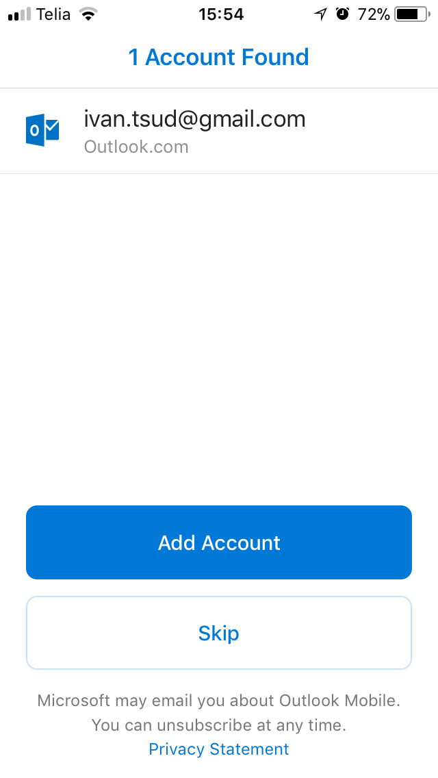 Add Account Screen